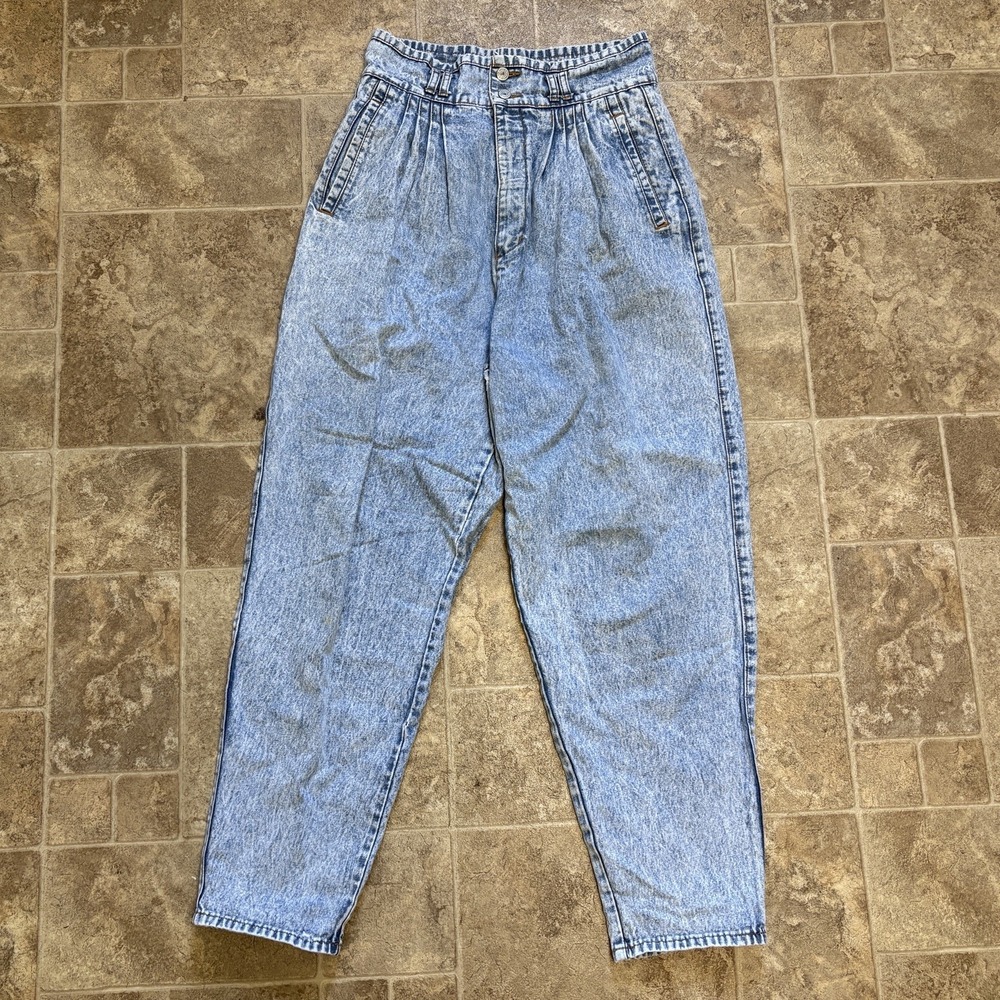 Vintage Jordache Studio Acid Wash Pleated Jeans Sz 15/16 Night Waist Mom 80's - Picture 1 of 7